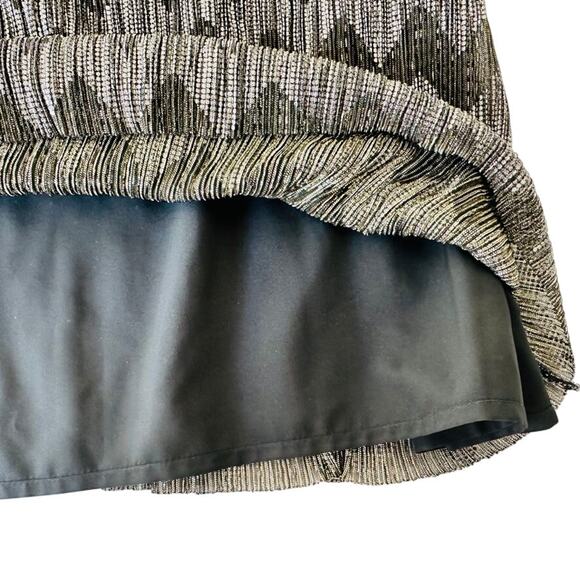 Banana Republic Chevron Boatneck Lurex Dress Black Gold Size 8 Holiday Party - Picture 6 of 11